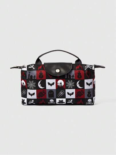 Grunge Punk Monedero compacto multifuncional para mujer de uso diario, de moda, con bloques de color, ligero