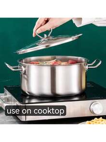 Stainless Steel Soup Pot, Single Serve Hot Pot For Cooking Soup, Noodles, Porridge, Suitable For Induction Cooktop, Gas Stove, Electric Ceramic Stove, Home, Fast Food, Restaurant, Canteen, Picnic - Silver - View 10