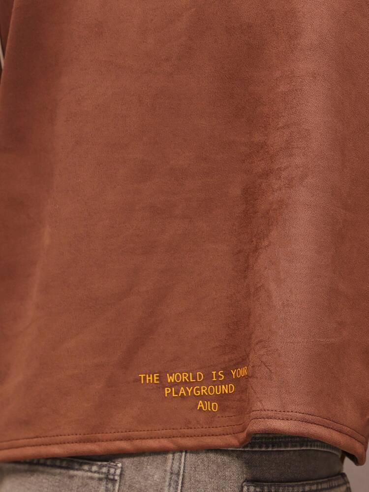 PLAYBOY X SUMWON 로고가 있는 긴팔 스웨이드 폴로