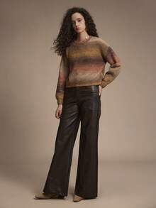 Florisole 女式渐变色宽松套头毛衣，秋冬休闲款 - 棕色 - 查看 4