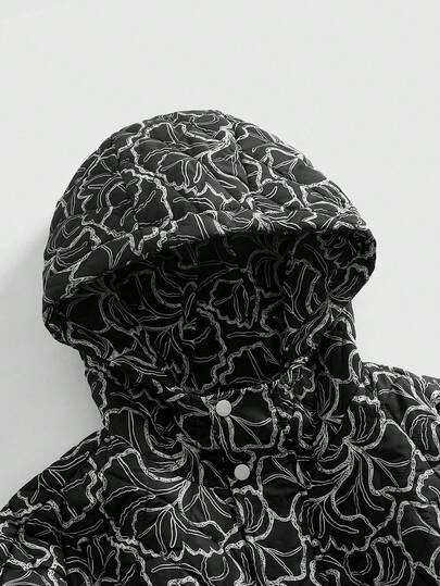 Street Life Veste à capuche imprimée tout-sur-tout à la mode pour hommes, hiver