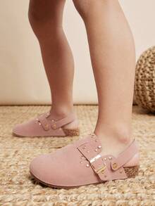 Mini mi #StarryWalk Giày Clogs quai sau bằng da lộn giả màu hồng BS đính đinh tán cho trẻ em – Giày lười mát mẻ cho đôi chân nhỏ nhắn tinh nghịch - Hồng - Xem 4