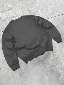 Manfinity Roghcode 男士休闲撞色滚边套头卫衣，秋季90年代运动风男士长袖上衣 - 灰色 - 查看 3