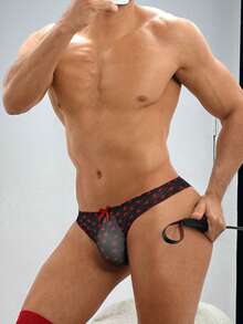 DrisQ 男士心形印花网眼蝴蝶结装饰性感三角裤 - 彩色 - 查看 5