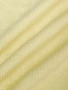 SHEIN Unity Áo len chui đầu dài tay trễ vai dệt kim màu nâu tối giản sang trọng dành cho nữ, Thu/Đông - Butter Yellow - Xem 7