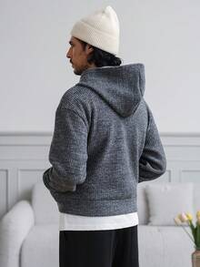 HUEFORM Men The Cropped Version Has A Texture That Matches The Plush Fabric, Which Is Warm And Cold-Resistant, And Fashionable.Zip-Up Hoodies For Men Winter Cardigan For Men Men Knitted Jacket - Grey - View 2