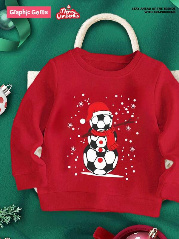 GraphicGems Roupas de inverno para meninos, moda verão, casual, legal, com estampa de futebol, gola redonda, manga comprida, roupa esportiva vermelha de Natal, adequada para outono/inverno, leve e confortável, opção de camadas para o outono, roupa casual da moda, design gráfico, temporada de volta às aulas, outono, festa de volta às aulas, adequado para piquenique ao ar livre, fotografia de rua, casa, campus, feriados, presentes, outono/inverno, Halloween, Ação de Graças, Natal, Feliz Natal, presente de Natal