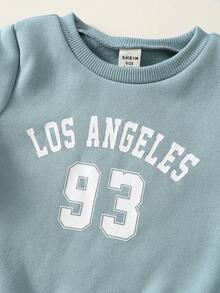 SHEIN 6件套男婴休闲运动可爱字母印花长袖卫衣和松紧腰长裤运动套装 - 彩色 - 查看 3