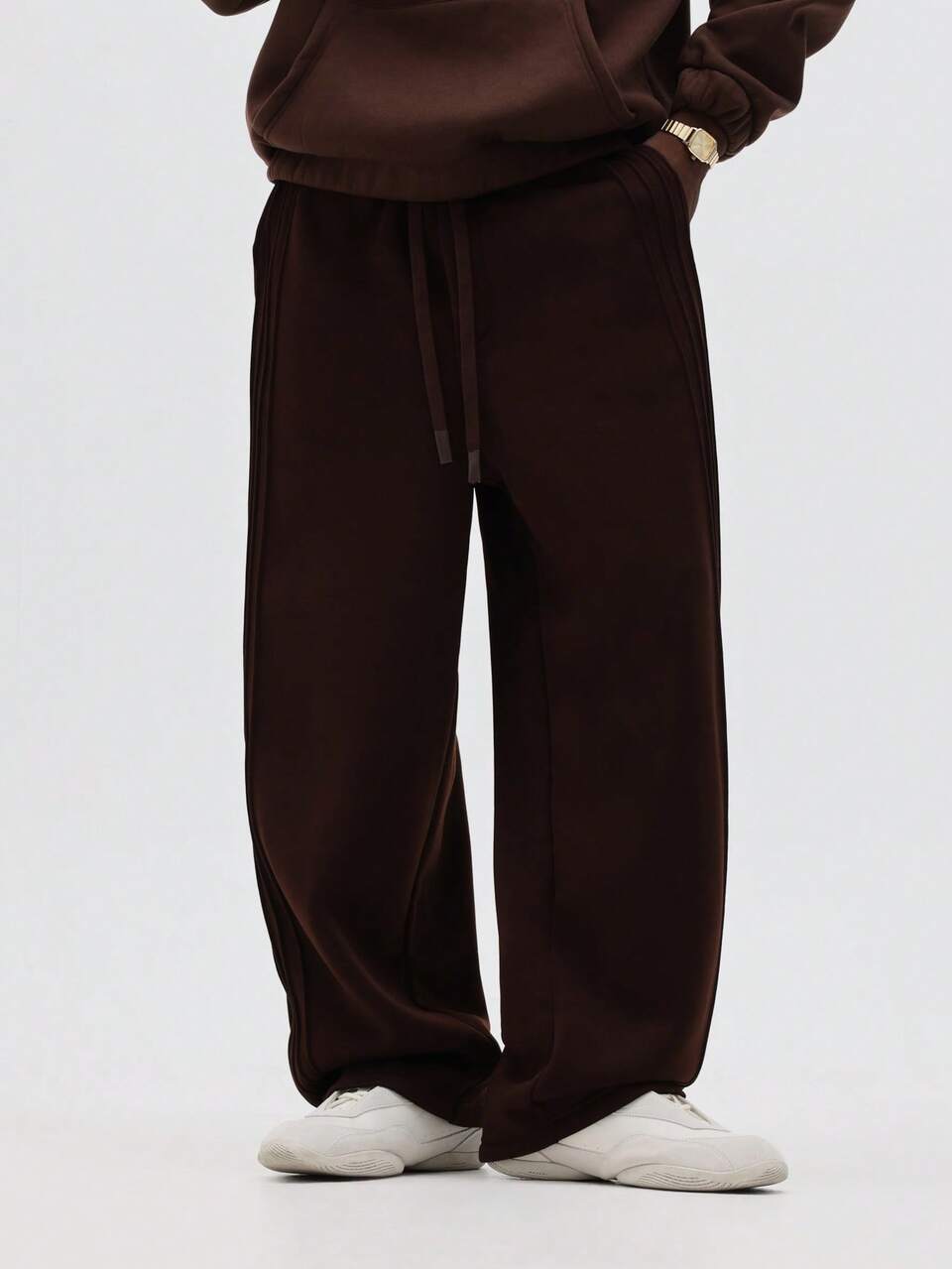 Calça de Moletom Folgada com Cordão na Cintura e Punhos Elásticos para Conforto Casual Diário Simples da SUMWON
