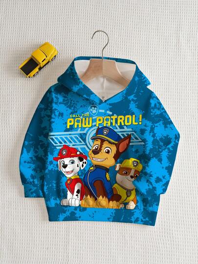 SHEIN | PAW Patrol Sweat-shirt à capuche pour jeune garçon avec imprimé chien tie-dye, décontracté pour l'automne