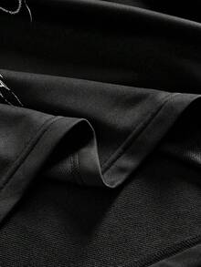 ROMWE MEN Men's Gothic Printed Long Sleeve T-Shirt With 2 In 1 Design, Autumn - Black - View 5