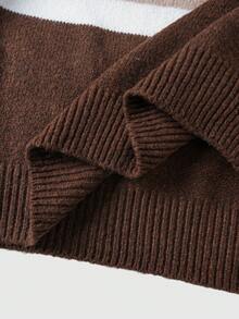 ROMWE MEN Prep Pull ample à manches longues avec motif de lettres et couleurs contrastées, automne/hiver