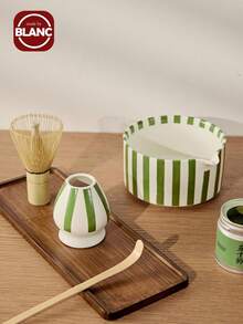 1pc/2pcs/3pcs/4pcs Black Striped Japanese Matcha Tea Set, Includes Matcha Bowl, Matcha Whisk, Matcha Cup, Stirrer, Tea Scoop, Tea Bowl Set, Matcha Preparation, Dessert & Beverage Making Tools, Japanese Gift Box, Songdai Matcha Whisking Set, Gift For Matcha Lovers
