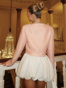 Glamine 秋季女士夹克，莲花粉色亮片装饰，派对短款 - 藕粉色 - 查看 5