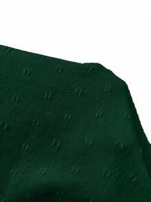 EMERY ROSE بلوزة أنيقة للنساء بياقة على شكل حرف V وأكمام طويلة مع تطريز دانتيل بلون متباين