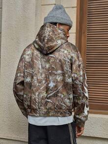AXEPEAK Casual Loose Short Hoodie Sweatshirt For Men, Autumn/Winter - Brown - View 6