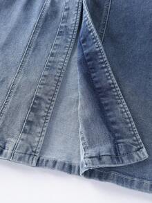 GlowEve 女式翻领长袖纽扣前开长牛仔连衣裙，时尚百搭街头服饰