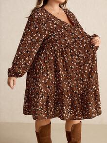 SHEIN CURVE+ Quần dài họa tiết kẻ caro xanh rộng rãi, thoải mái, cỡ lớn, phù hợp cho mùa thu/đông - màu xanh lá - Xem 4