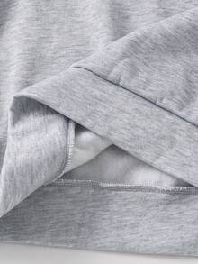SHEIN Sweatshirt setengah terbuka kasual, nyaman, dan serbaguna untuk remaja laki-laki, sangat cocok untuk dikenakan di musim gugur dan musim dingin, atasan lengan panjang, sweatshirt abu-abu, Natal, Thanksgiving, pakaian musim dingin. - Grey - View 7
