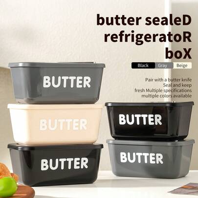 PP Butter Container | Butter Dish With Lid And Butter Knife | Suitable For Hotel, Home, Restaurant, Buffet Countertop And Refrigerator Door Rack | Butter Box