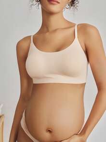 BloomMama Skin-Friendly, Comfortable, Minimalist Nursing Bra With Cups, Suitable For Pregnant Women, High Elasticity, Seamless Fit - Apricot - View 4