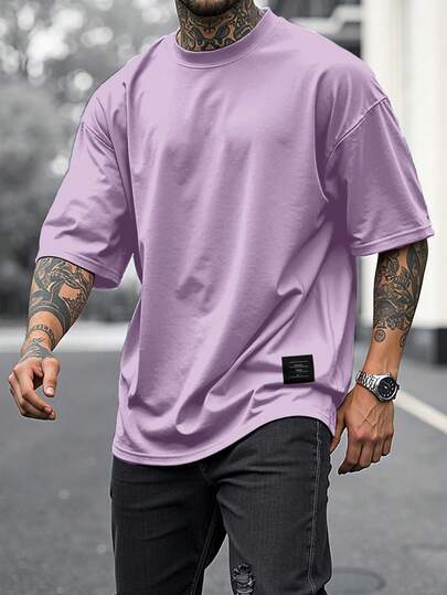 Manfinity Homme T-shirt basic da uomo a girocollo con stampa a pois, casual per uso quotidiano