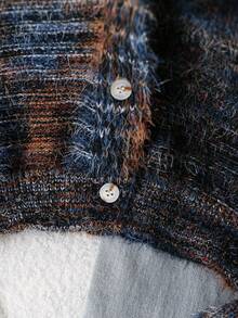 Sparklyn 女童渐变色羽毛网眼开衫，柔软舒适的短款三扣针织毛衣，适合日常穿着、外出、旅行、度假、居家、日托和儿童玩耍 - 彩色 - 查看 5