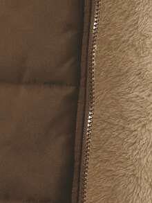 SHEIN 1 件青少年女孩休闲棉服外套，中长款，百搭秋冬