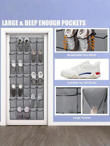 Graue Tür-Hängeorganizer für Schuhe, robuster Oxford-Stoff für Haltbarkeit - 6-35 Taschen bieten große Kapazität, Mesh-Rückseite verbessert die Belüftung. Platzsparendes Design passt in Schränke, Eingangsbereiche, Schlafzimmer, reduziert Unordnung. Einfach ohne Bohren zu installieren, hängt sicher an Türen. Ideal zum Aufbewahren von Schuhen, Socken, Accessoires, ein praktisches Geschenk für Einweihungen oder Organisationsliebhaber. - Grau - Übersicht 4