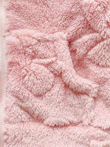 SHEIN Vintaside Kids 女童可爱黑色爱心时尚舒适连帽长袖外套，秋冬季 - 粉色 - 查看 6