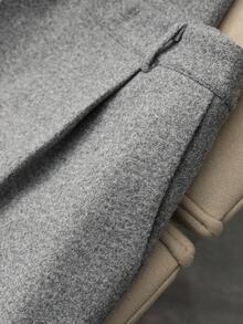 Franclia 女士优雅 V 领修身羊毛混纺大衣，灰色收腰办公室/工作正式长袖夹克，搭配羊毛混纺短裤，百搭秋冬商务/休闲装