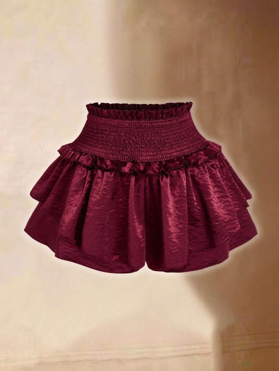 Sweetra Elegante Rüschen-Saum Shorts in Große Größen