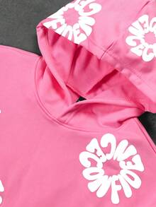 Manfinity EMRG Men Letter Print Hoodie And Sweatpants Set, Fall Clothes - Pink - View 5