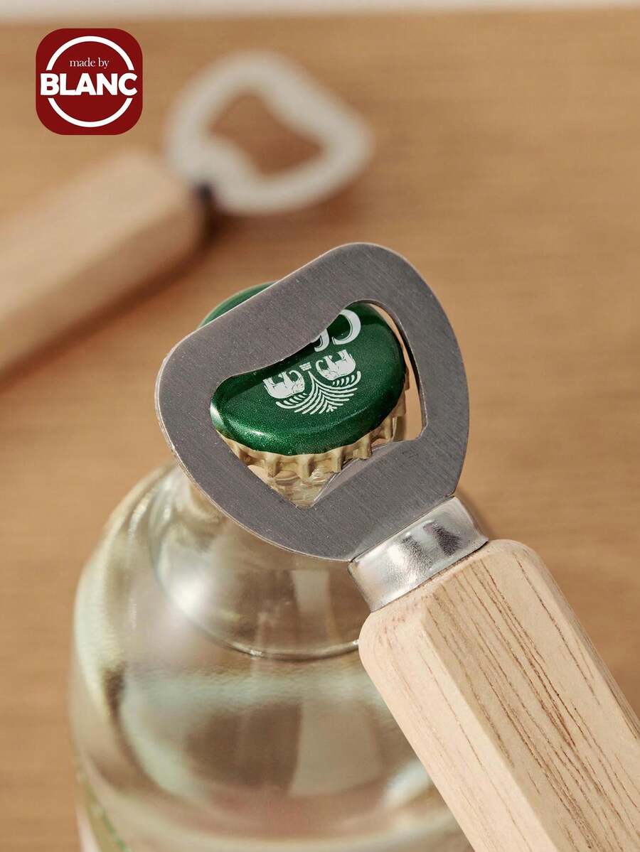 开瓶器，1 件 - 木柄不锈钢啤酒开瓶器，调酒师手持雕刻开瓶器，适用于酒吧厨房家庭餐厅 - 米色 - 查看 1