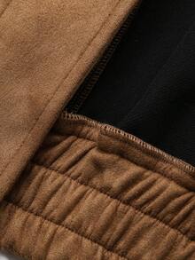 DAZY Women's Solid Color Loose Handmade Embroidered Rhinestone Lapel Long Sleeve Casual Vintage Jacket, Regular Fit, Autumn/Winter Women Coats - Brown - View 7