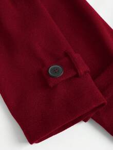 Sweetra 复古双排扣秋冬新款时尚设计收腰修身女大衣 - 酒紅色 - 查看 4