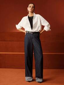 Anewsta 圆领紧身衣，个性化修身剪裁，时尚显瘦，无缝长袖紧身衣 - 黑色 - 查看 5