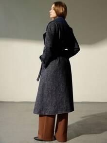 Aveloria Modichic Damen Herbst/Winter Französischer Stil Fischgrätmuster Gürtel Kragen Mantel