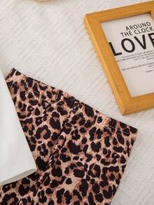 Babygirl Cute Casual Cartoon Pattern Long Sleeve Top And Leopard Print Pants Set - Multicolor - View 6