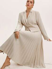 Aveloria Rosie 秋季英伦风哑光碎花西装外套+百褶裙2件套女