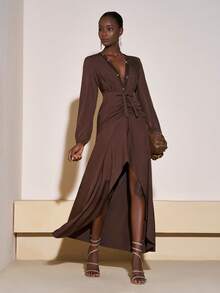 Zivah 2025 秋冬新款 音乐节、复活节、圣帕特里克节、西部风、游牧风、生日派对、毕业典礼、学院风、学生风、日常穿着、百搭、休闲、度假、邮轮旅行、海滩、时尚、网络流行、街头服饰、婚礼宾客波西米亚风、通勤、早午餐、机场、派对、假日郊游 - 棕色 - 查看 6