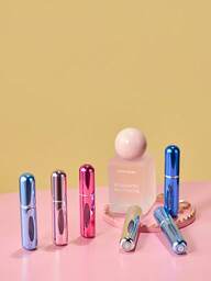 Joivida 2 pièces Bouteille de parfum rose vif de 5 ml, bouteille de rangement de parfum, bouteille de vaporisateur rechargeable, bouteille de décantation de parfum, petite bouteille réutilisable