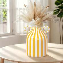 NJCHARMS 1 Chiếc Bình Gốm Vẽ Tay Tinh Tế - Thiết Kế Hai Tai Độc Đáo Có Sọc, Chất Liệu Cao Cấp - Rất Thích Hợp Để Cắm Hoa Và Trang Trí Bàn Ăn Ở Gia Đình, Trang Trí Nhà Đẹp, Bình Hoa, Trang Trí Trung Tâm, Trang Trí Để Bàn - Nhiều màu - Xem 15
