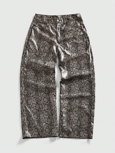 Street Life Pantalones estilosos y únicos con estampado de piel de serpiente para hombre
