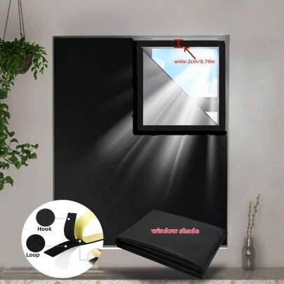 遮光窗帘 - 全新防晒布料，四边固定，免钻孔钩环安装，卧室/阳台遮阳隔热窗帘，适用于客厅、厨房等房间装饰，家居装饰，客厅厨房装饰，客厅装饰，房间装饰，卧室窗帘