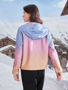 In My Nature Women's Ombre Color Zip-Up Hooded Outdoor Raincoat Jacket - Violet Purple - View 5