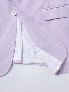 Calvornis Men's Simple Solid Color Lapel Collar Suit Jacket And Trousers Set - Mauve Purple - View 7