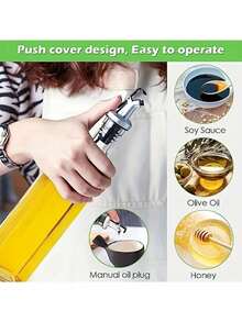 1pc Glass Oil Dispenser Bottle, Leakproof Oil Pot, Storage Oil Bottle,Seasonings Container For Outdoor Bbq Camping Picnic, Kitchen Gadgets, Glass Bottle - Multicolor - View 12