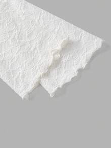 SHEIN MOD 卡其色荷叶边喇叭袖纽扣门襟长袖T恤女式衬衫，返校季，复古风，灵感源自经典风格，适合办公室穿着、通勤装、70年代复古风、Y2K风格、约会之夜、派对、皇家风、节日及生日穿着，冬季女装，圣诞节女装，新年女装，感恩节女装 - 杏色 - 查看 4