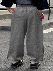 Dazy Kids 男童宽松休闲运动裤，秋季款 - 深灰色 - 查看 5